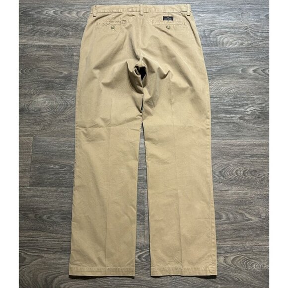 Banana Republic Flat Front Pants 33/34 Cotton Dawson Chino Khaki Front Straight - Picture 3 of 10